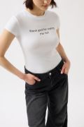 Baskılı Likralı Crop T-Shirt resmi